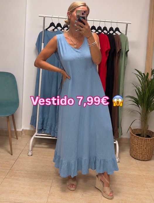 vestido bambu celeste