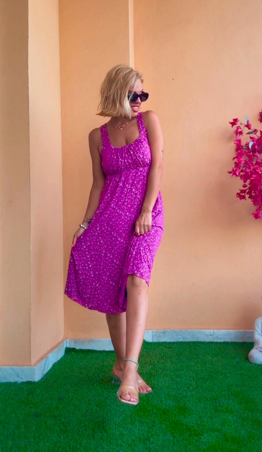 vestido flores morado