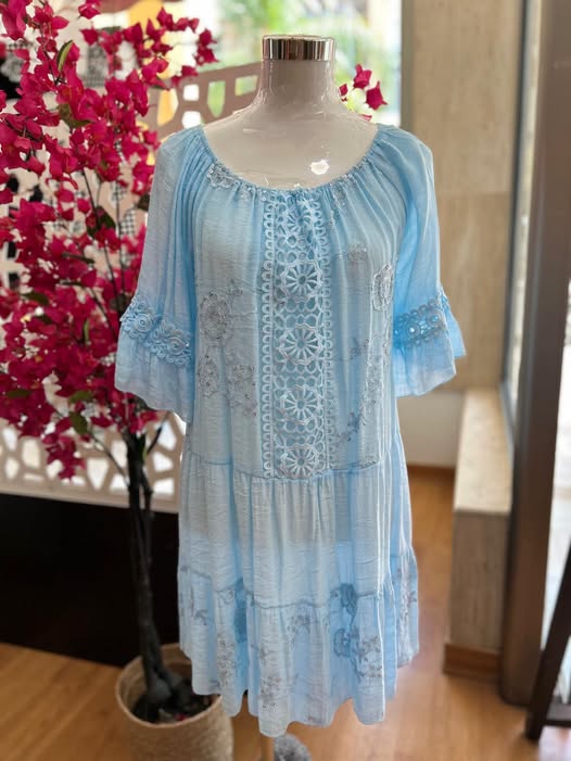 Vestido bambula celeste