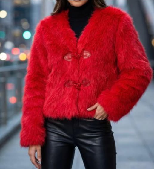 abrigo peluche rojo
