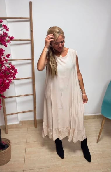 vestido  bambula beige