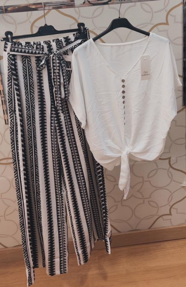 pantalon blanca negro