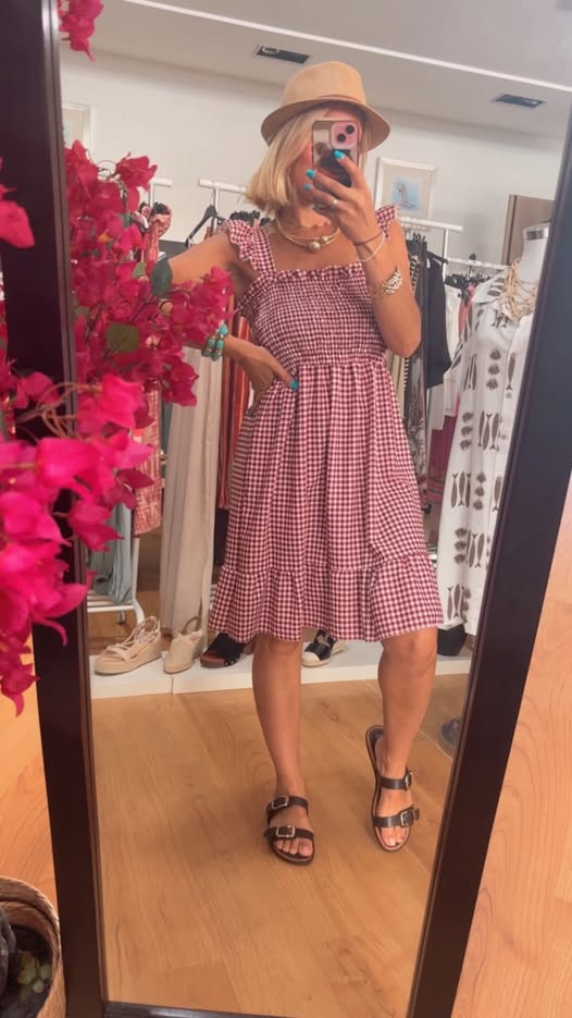 vestido vichy burdeo