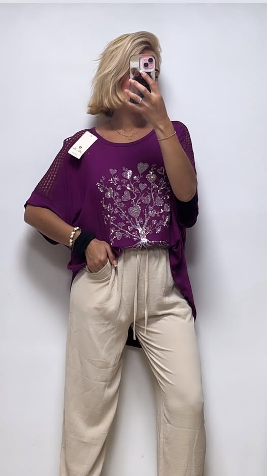 Camisetas morada árbol vida