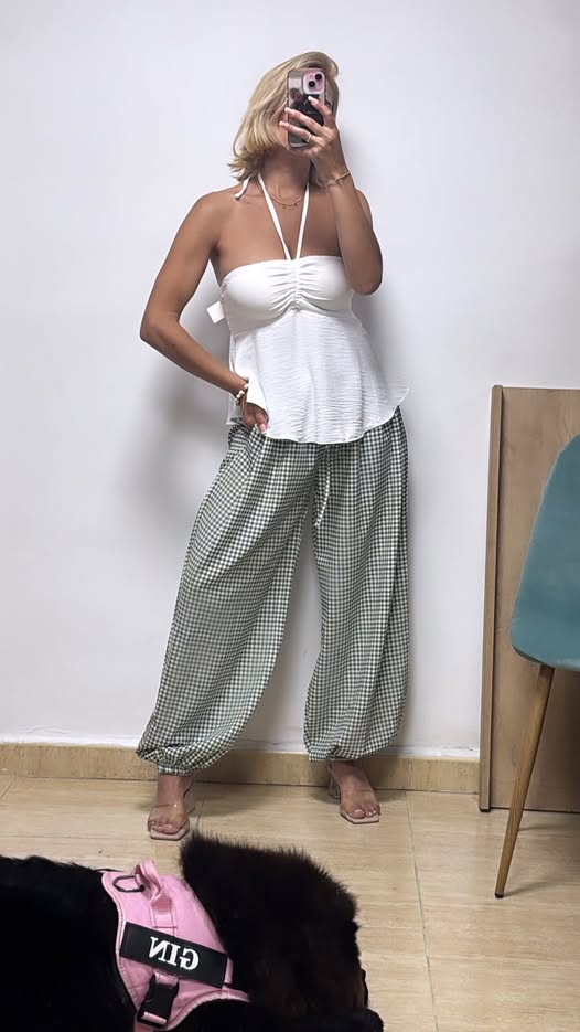 Pantalón Vichy verde
