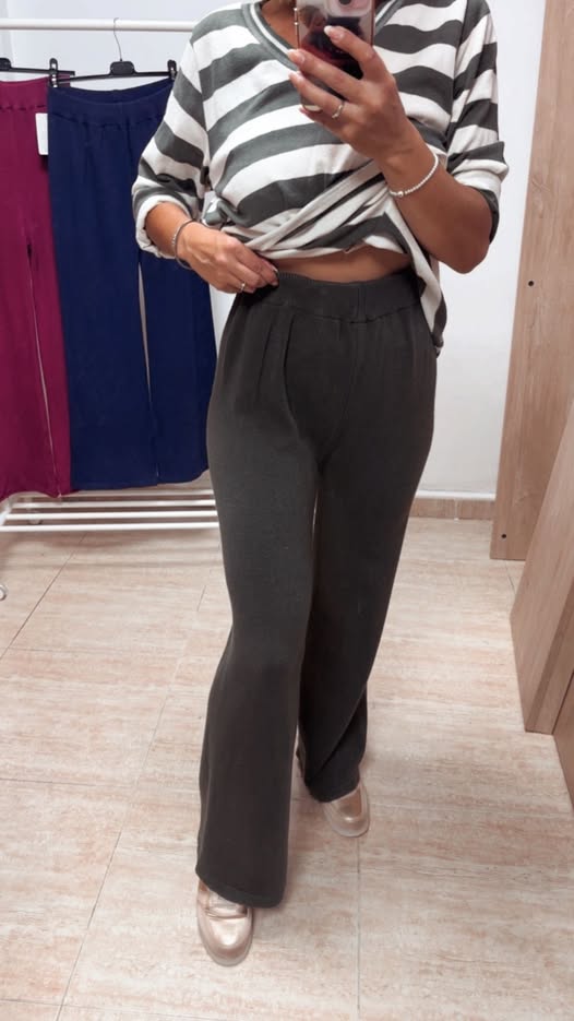 pantalon de punto verde