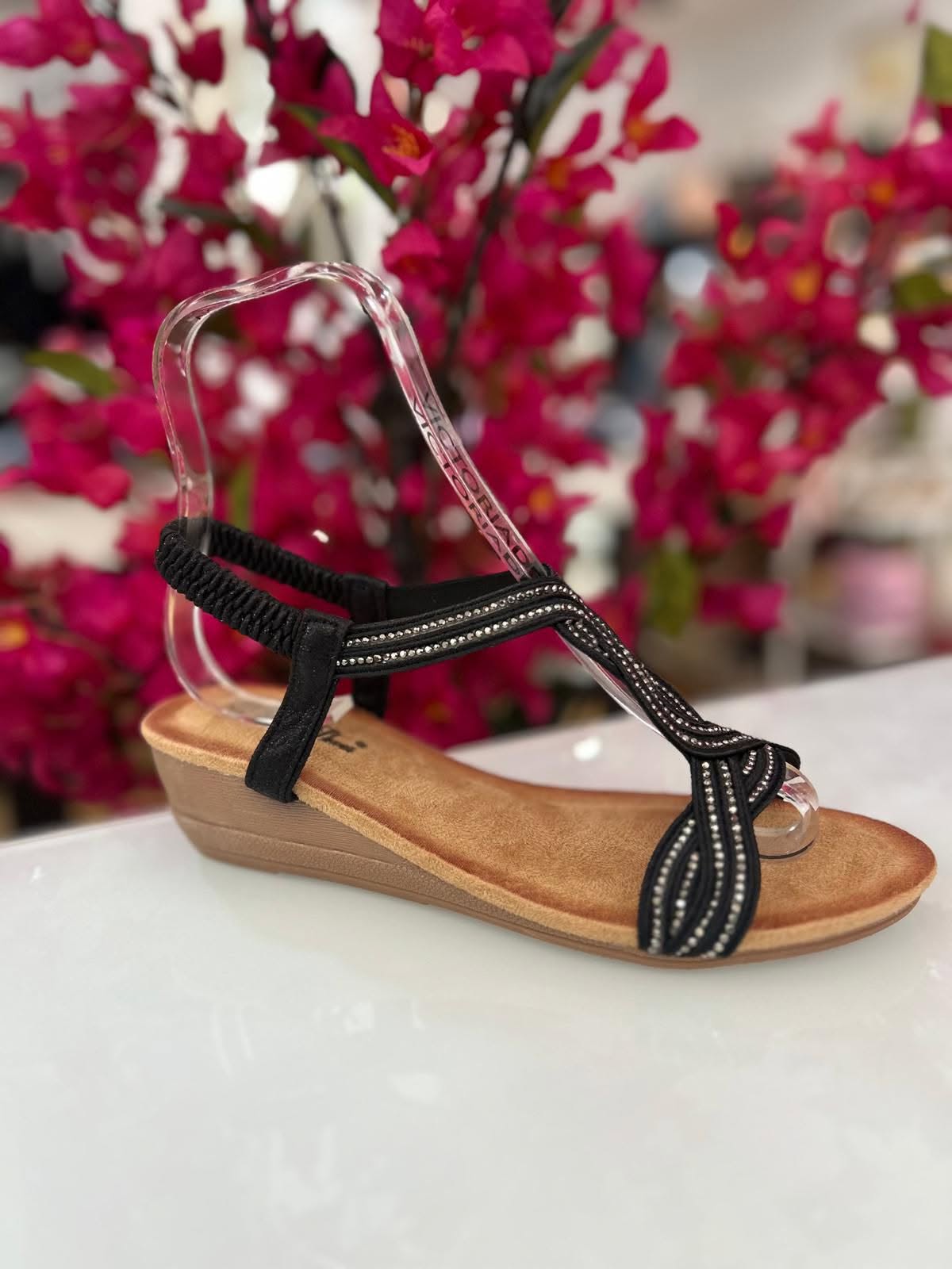 Sandalias de cuña negras