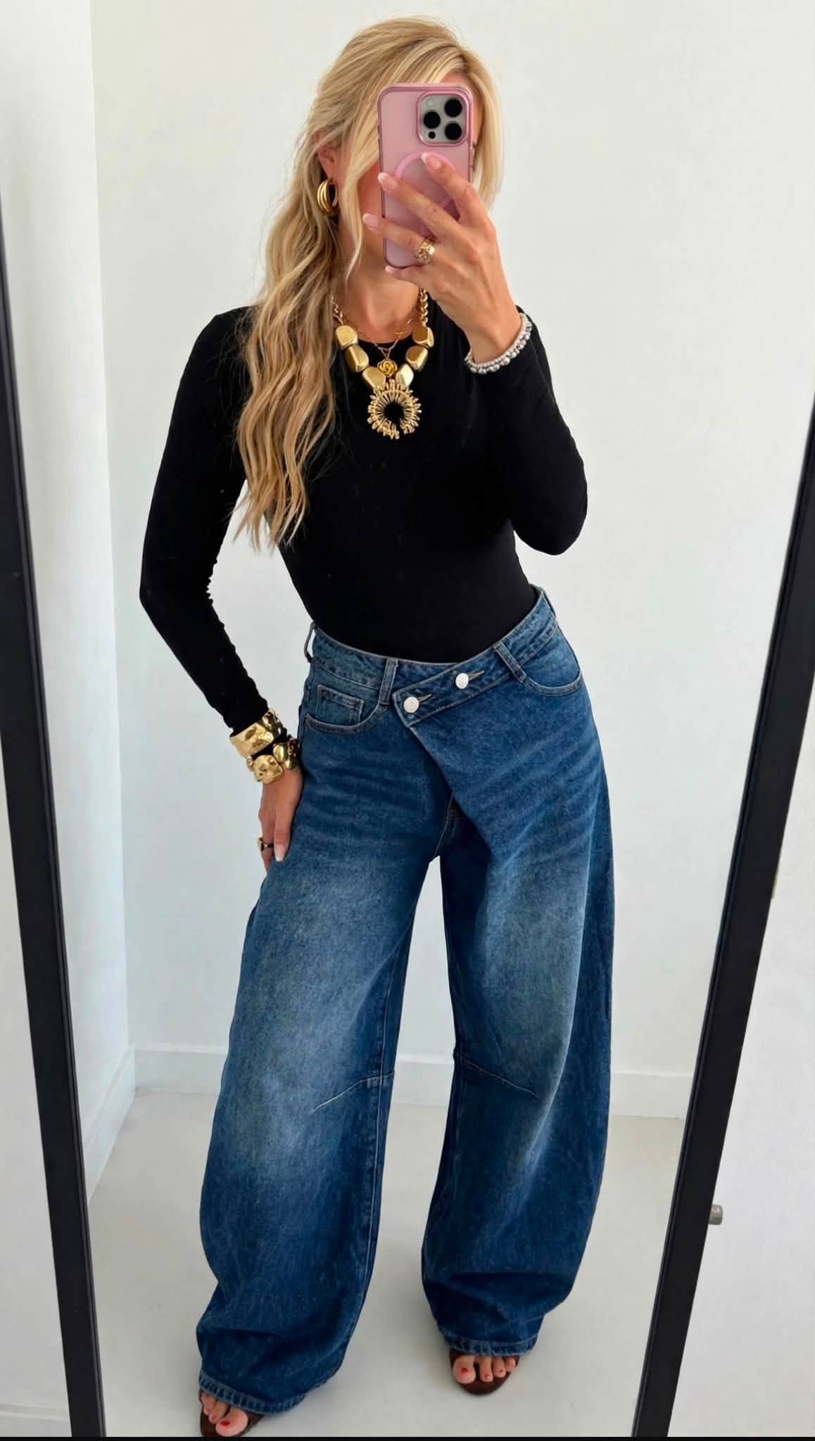 jeans balloon boton