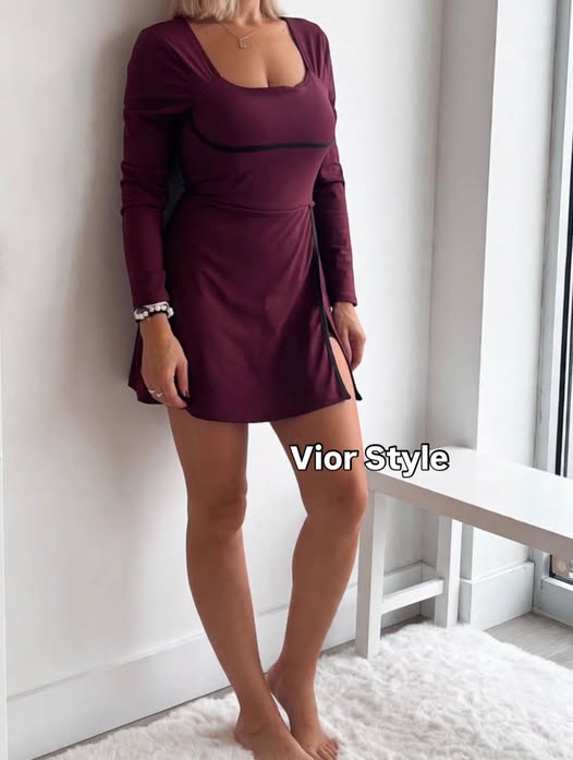 vestido burdeo licra